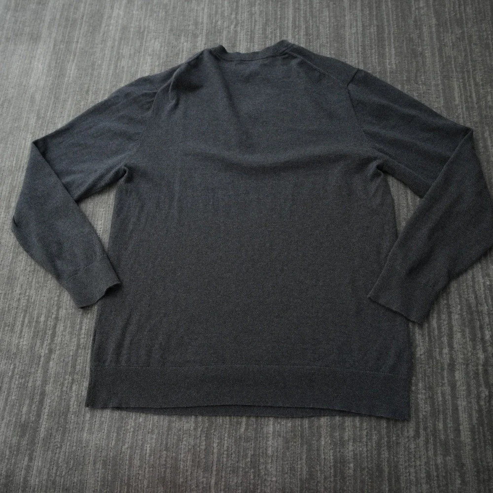 Claiborne Sweater Men V Neck Cashmere Cotton‎ Gray Long Sleeve Solid Large